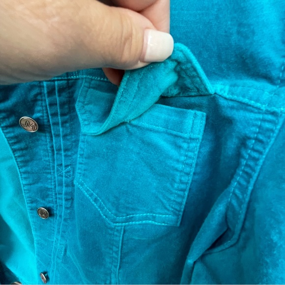 MOTTO turquoise velvet jacket, silver buttons, cuffs, collar, pockets. SzXL - Picture 13 of 15